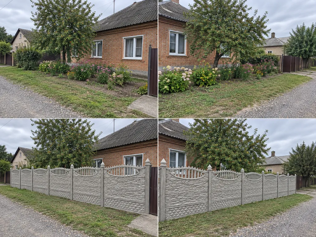 Декоративные бетонные заборы для дома и дачи. Фотореалистичная визуализация